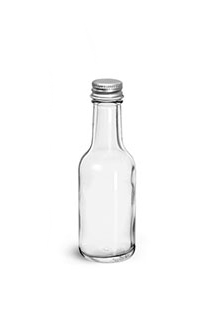Glass Bottles, Clear Glass Woozy Bottle w/ PE Lined Aluminum Caps