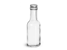 Glass Bottles, Clear Glass Woozy Bottle w/ PE Lined Aluminum Caps