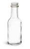 Clear Glass Woozy Bottle w/ White Metal Foil Lined Caps