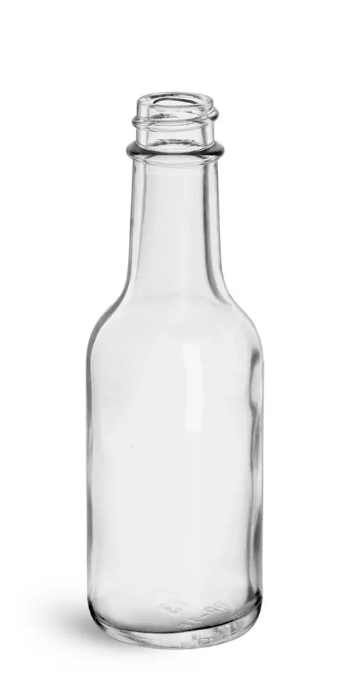 8 oz Clear Glass Woozy Bottles w/ Lined Aluminum Caps & Orifice Reducers