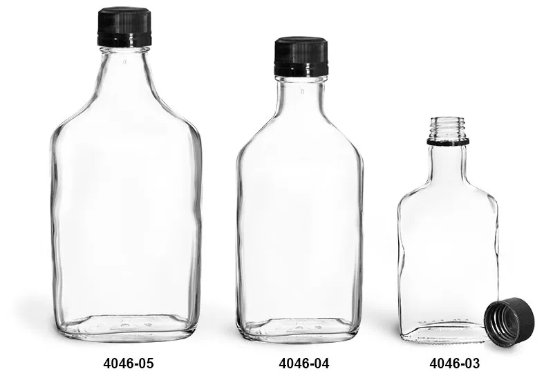 200ml Clear Glass Flask Bottles (Cap Not Included) - 6/Case, Clear Type III 28 mm
