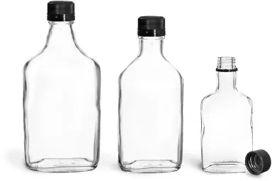 Home Brew, Fermentation and Distilling Containers, Clear Glass Liquor Flask  Bottles