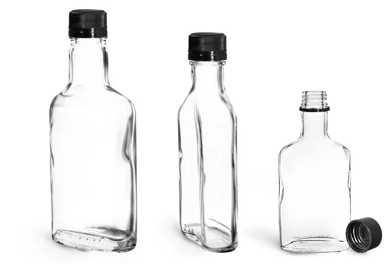 100ml Clear Glass Flask Bottles (Cap Not Included) - 12/Case, Clear Type III BPA Free 28-KERR