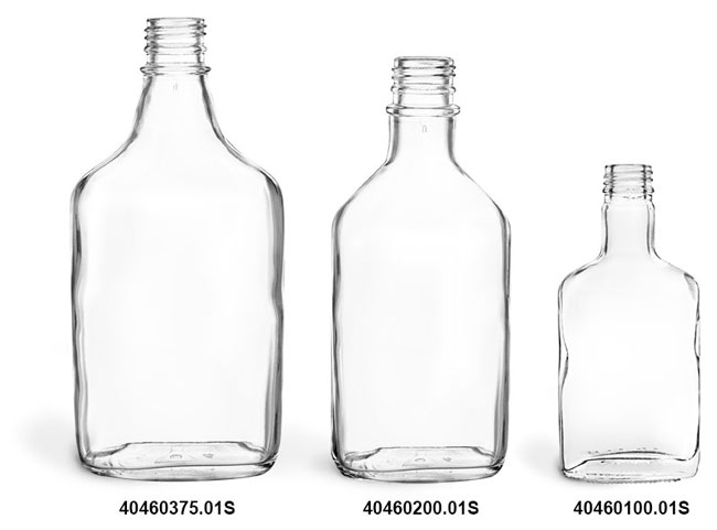 Glass Bottles, Clear Glass Flask Bottles