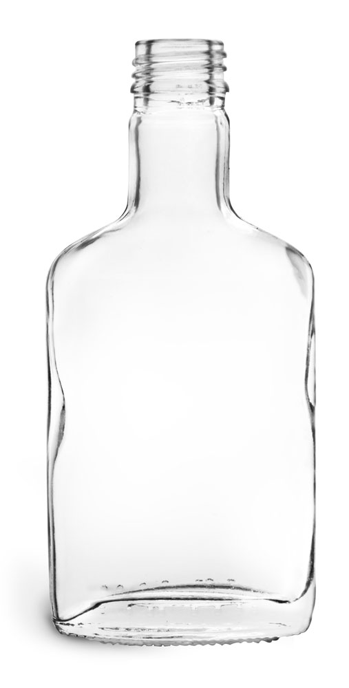 SKS Bottle & Packaging 200 ml Clear Glass Flask Bottles