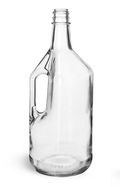 1.75 Liter Clear Glass Liquor Bottles w/ Handles (Bulk), Caps Not