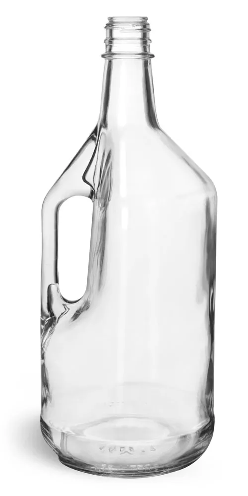 1.75 Liter Glass Bottles, Clear Glass Liquor Bottles w/ Handles
