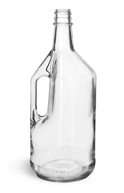 Glass Bottles, Clear Glass Liquor Bottles w/ Handles