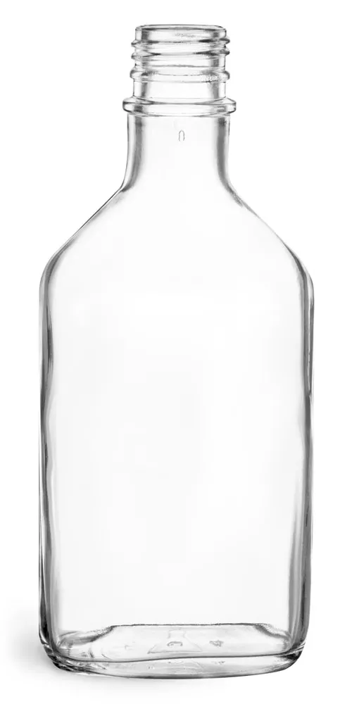 200 ml Clear Glass Flask Bottles (Bulk), Caps Not Included