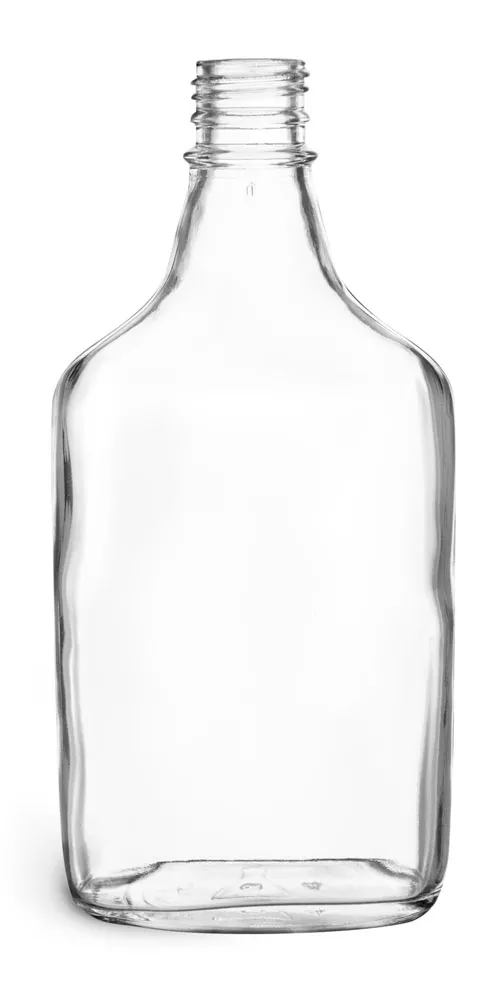 375 ml Clear Glass Flask Bottles (Bulk), Caps Not Included