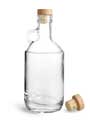 Clear Glass Moonshine Bottles w/ Round Wood Bar Tops & Natural Corks
