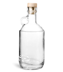 Glass Bottles, Clear Glass Moonshine Bottles w/ Round Wood Bar Tops & Natural Corks