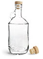 Clear Glass Moonshine Bottles w/ Wood Bar Tops & Colmated Corks