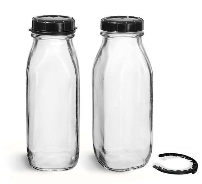 Clear Glass Dairy Bottles
