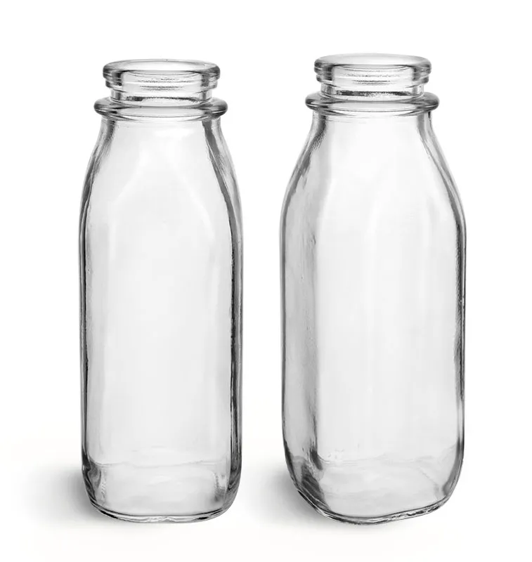 Glass Bottles, Clear Glass Dairy Bottles