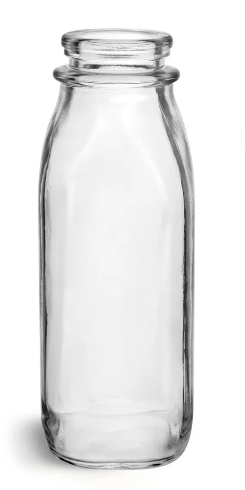 16 oz Glass Bottles, Clear Glass Dairy Bottles (Bulk), Caps Not Included