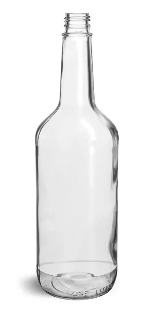 1 Liter Glass Bottles, Clear Glass Liquor Bottles (Bulk), Caps Not Included