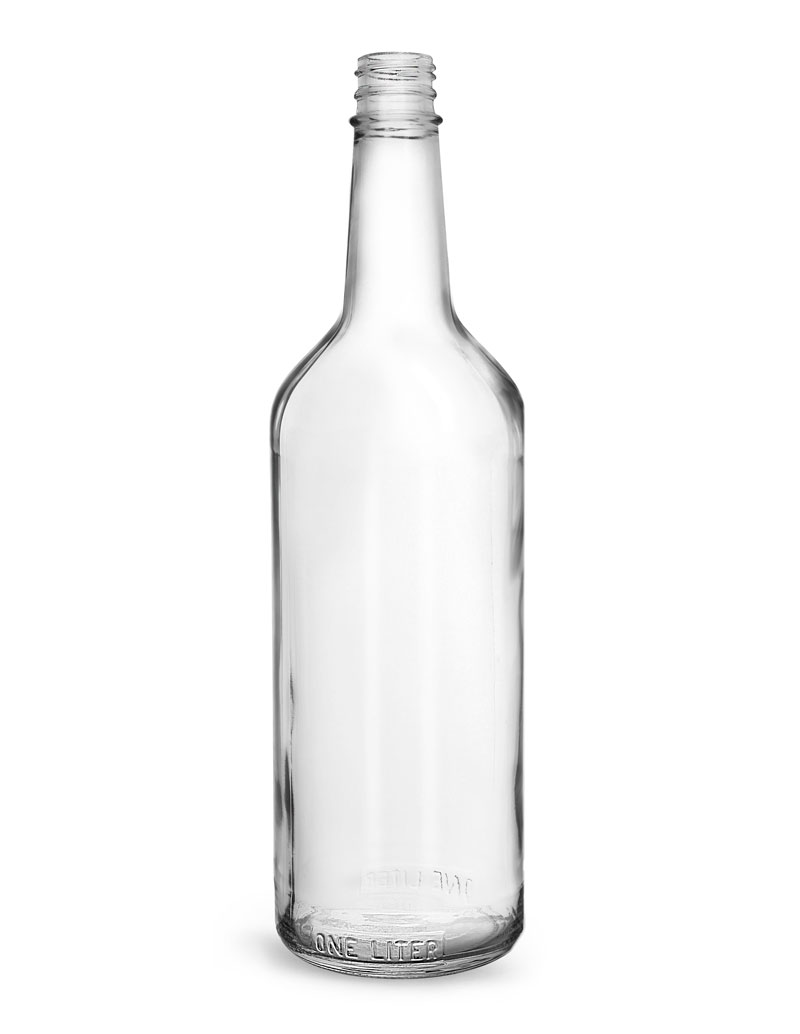 1 Liter Clear Glass Liquor Bottles (Bulk), Caps Not Included