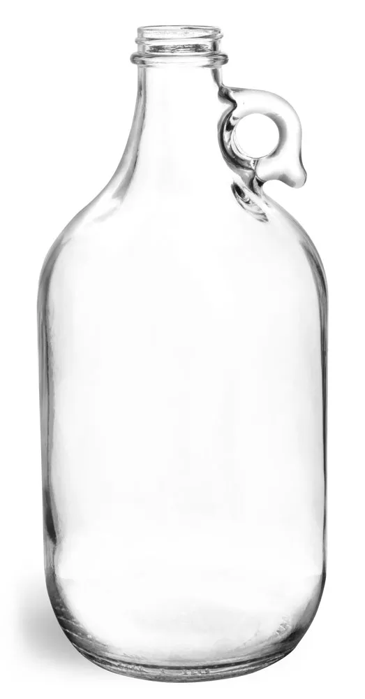 64 oz Clear Glass Round Jugs (Bulk), Caps NOT Included