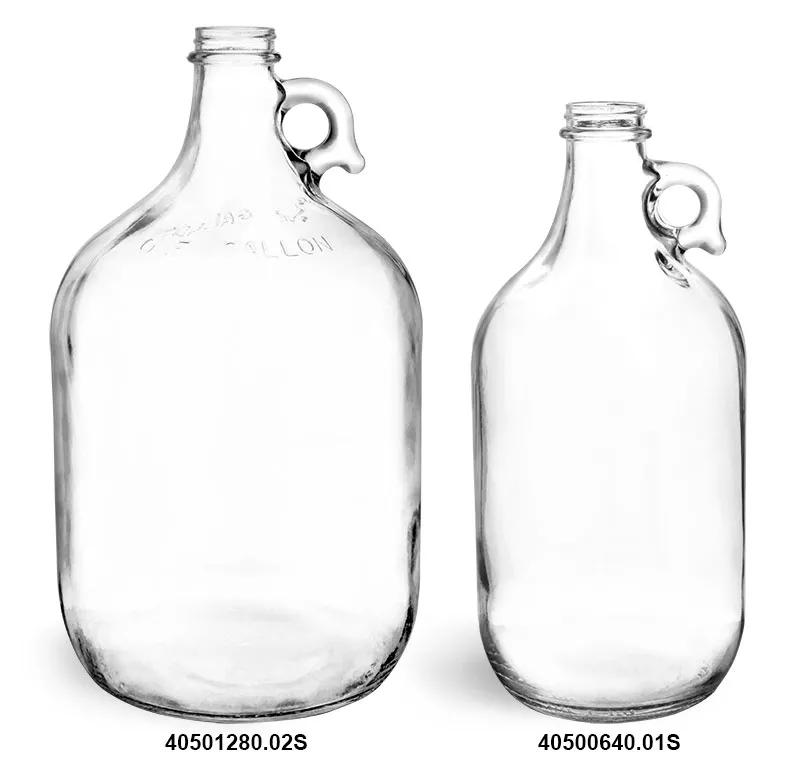 1gal Clear Glass Growlers (White PP Cap) - 4/Case, Clear Type III 38-400