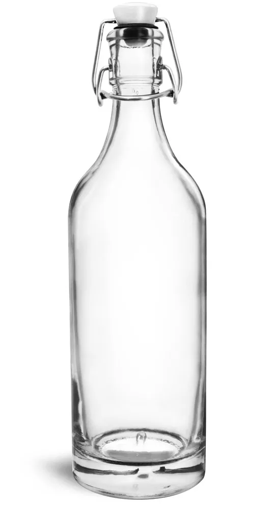 750 ml Glass Bottles, Clear Glass Swing Top Bottles (Bulk), Caps Not Included