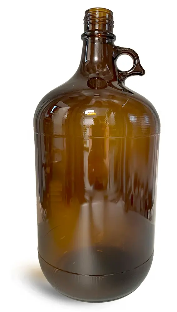 4 Liter Amber Glass Jugs w/ F-422 Lined Black Tamper Evident Caps