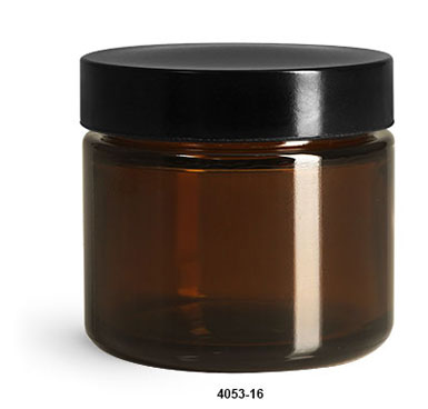 New Amber Glass Jars w/ Black Phenolic Lined Caps