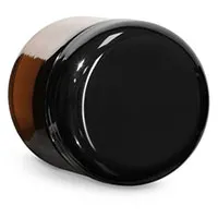 Amber Glass Straight Sided Jars w/ Black Smooth Lined Dome Caps