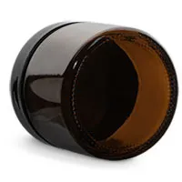 Amber Glass Straight Sided Jars w/ Black Smooth Lined Dome Caps