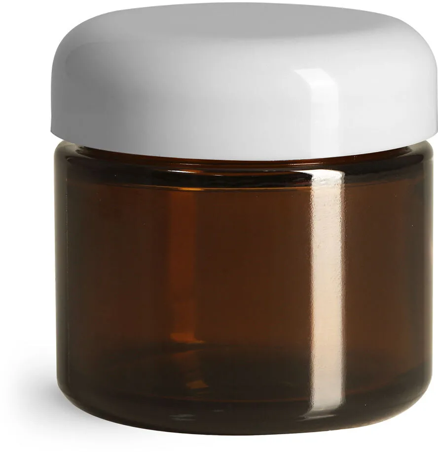 Amber 2 oz Glass Jar with CR Lid - GrayLine Supply