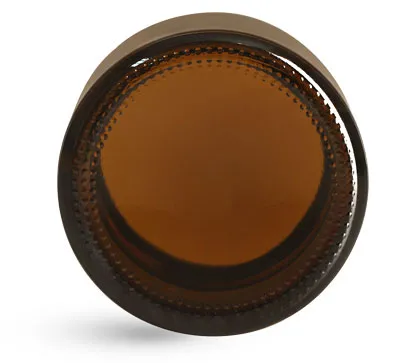 Amber Glass Straight Sided Jars w/ Black Metal Foil Lined Caps