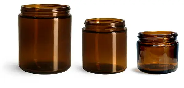 Amber Glass Straight Sided Jars (Bulk), Caps NOT Included