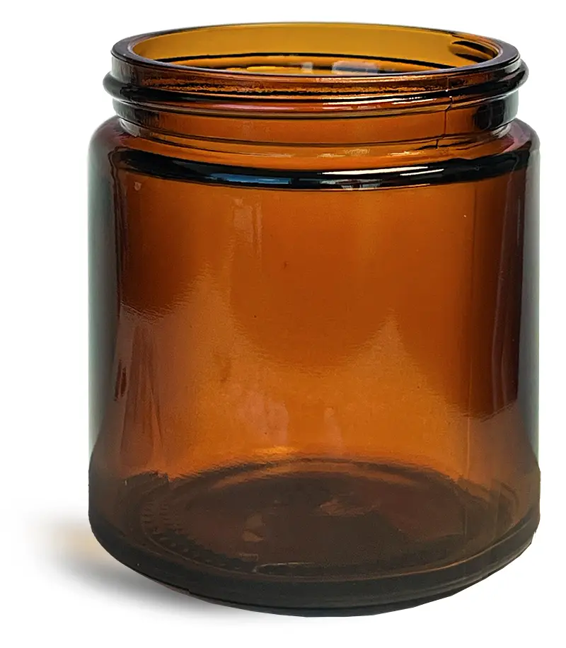 4 oz Amber Glass Straight Sided Jars (Bulk), Caps NOT Included