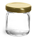 Clear Glass Jars, Clear Glass Jelly Jars w/ Gold Metal Caps