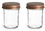Clear Glass Jelly Jars w/ Unlined Rustic Bronze Metal Caps