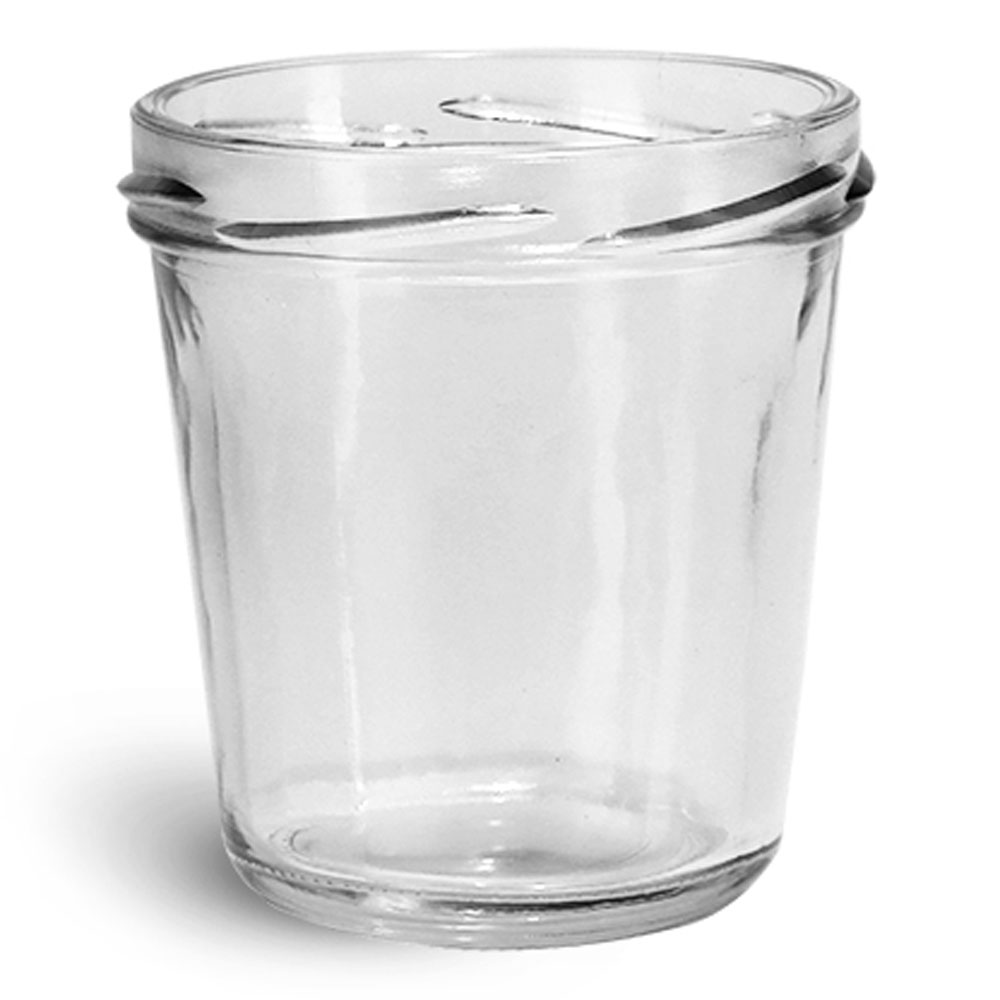 SKS Bottle & Packaging 10 oz Glass Jars, Clear Glass Tapered Wide