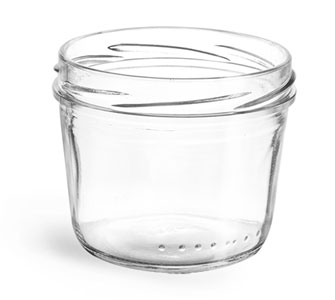 Glass Jars, 230 ml Clear Glass Wide Mouth Tapered Jars, (Bulk) Caps NOT Included