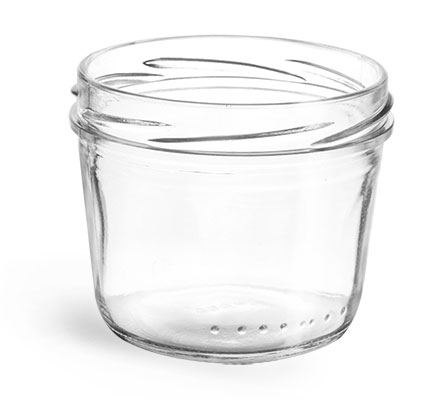 Clear Glass Wide Mouth Tapered Jars, (Bulk) Caps NOT Included