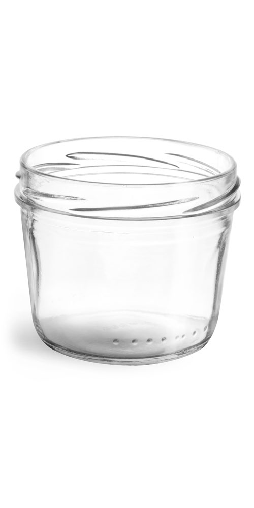 230 ml Clear Glass Wide Mouth Tapered Jars, (Bulk) Caps NOT Included