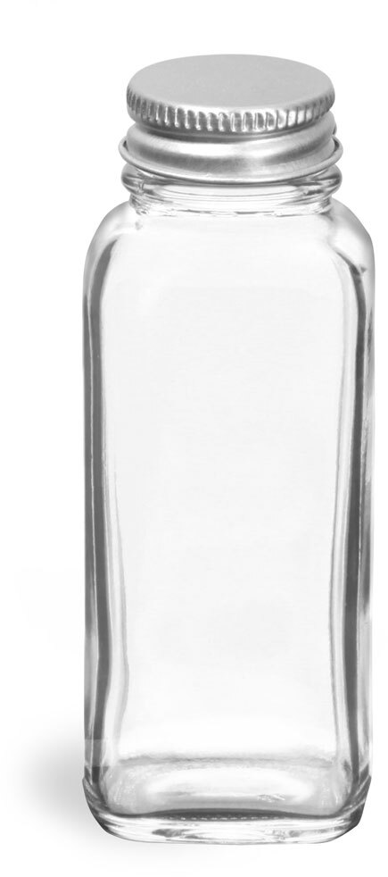 SKS Bottle & Packaging - 4 oz Clear Glass French Square Bottles w ...