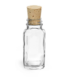 Clear Glass French Square Bottles w/ Cork Stoppers