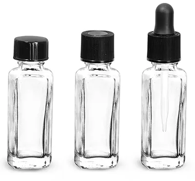 50ml Clear Glass Mini Bottles (Black Phenolic Cap) - Wholesale, 96/Case, Clear Type III 18-400