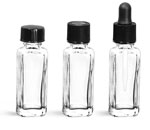 Clear Perfume Sample Square Glass Bottles w/ Caps