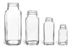 Clear Glass French Square Bottles (Bulk), Caps NOT Included