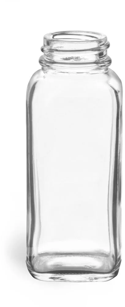 16oz (480ml) Flint (Clear) Glass French Square Bottle - 48-405 Neck