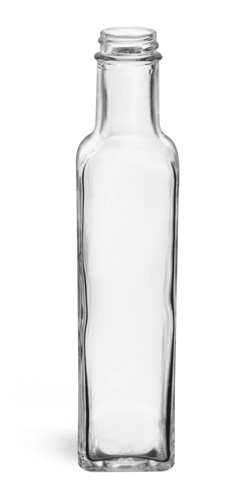 250 ml Clear Glass Square Bottles (Bulk), Caps NOT Included