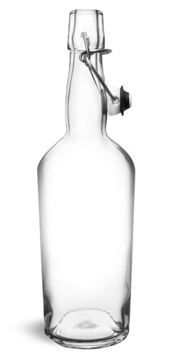 Glass Bottles, 750 ml Clear Glass Swing Top Bottles
