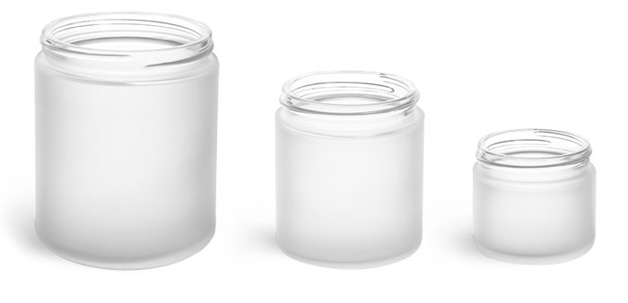 2 oz Frosted Glass Straight Sided Jars (Bulk), Caps Not Included