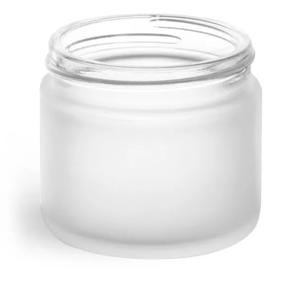 2 oz Frosted Glass Straight Sided Jars (Bulk), Caps Not Included