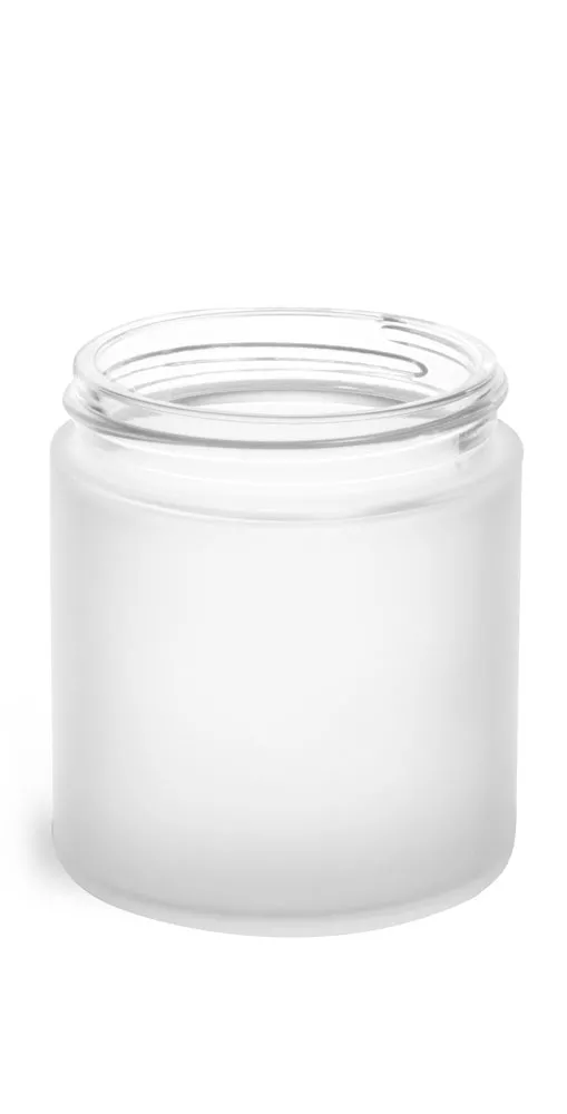 4 oz Frosted Glass Straight Sided Jars (Bulk), Caps Not Included